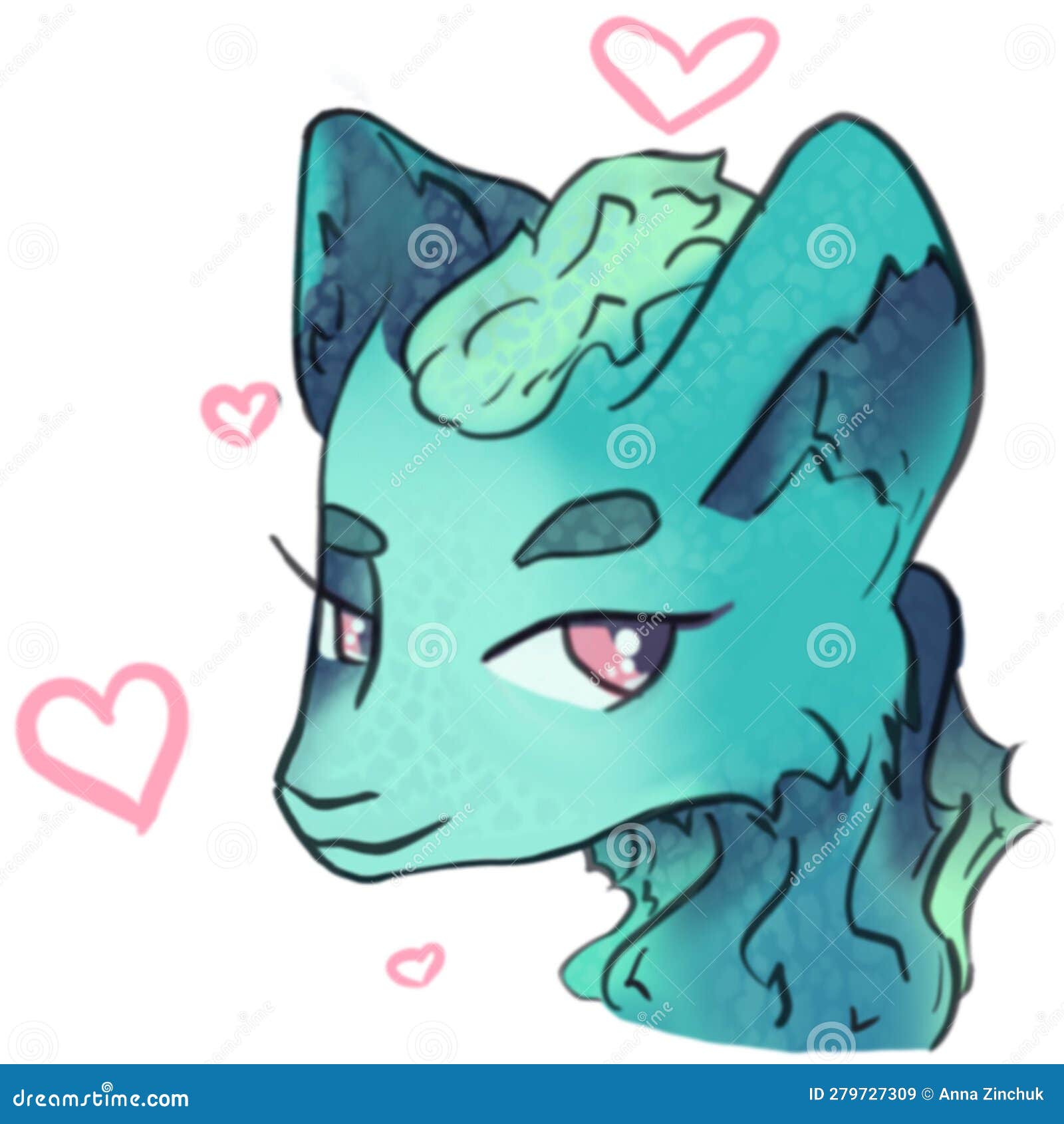 clipart blue azure dragon with long tail
